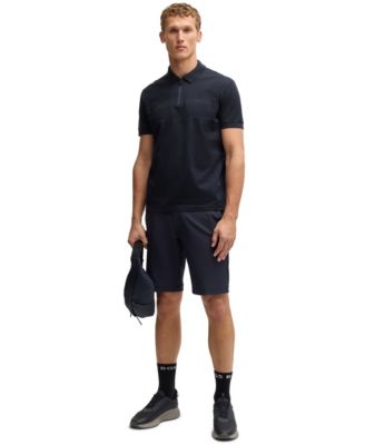 Men's Zip Neck Structured-Cotton Polo Shirt