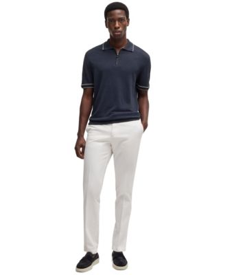 Men's Zip Placket Linen-Blend Knit Sweater