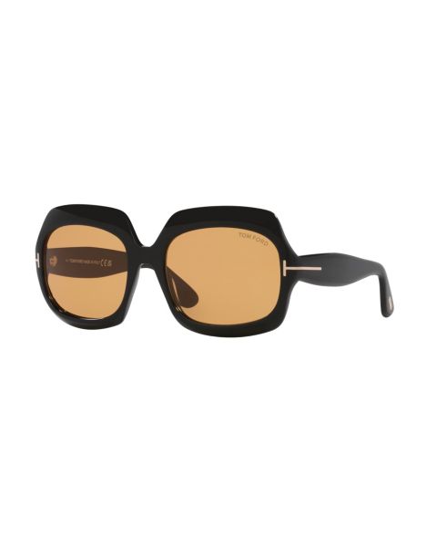 Женские солнцезащитные очки Tom Ford Geometric, Ren TR001878, цвет: Чёрный / Коричневый