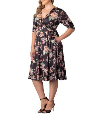 Plus Size Gabriella Ruched Sleeve Midi Dress with Pockets