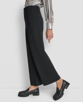 Petite High-Rise Wide-Leg Cropped Ponte Pants
