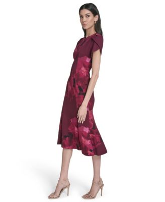 Women's Crew Neck Short-Sleeve Midi Dress