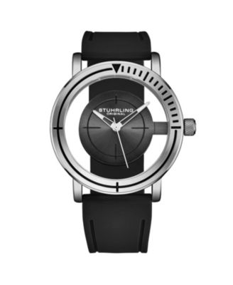 Men s Sniper 3915 Quartz Aviator Watch 42mm, Crosshair Target Dial, Rubber Strap, 5 ATM