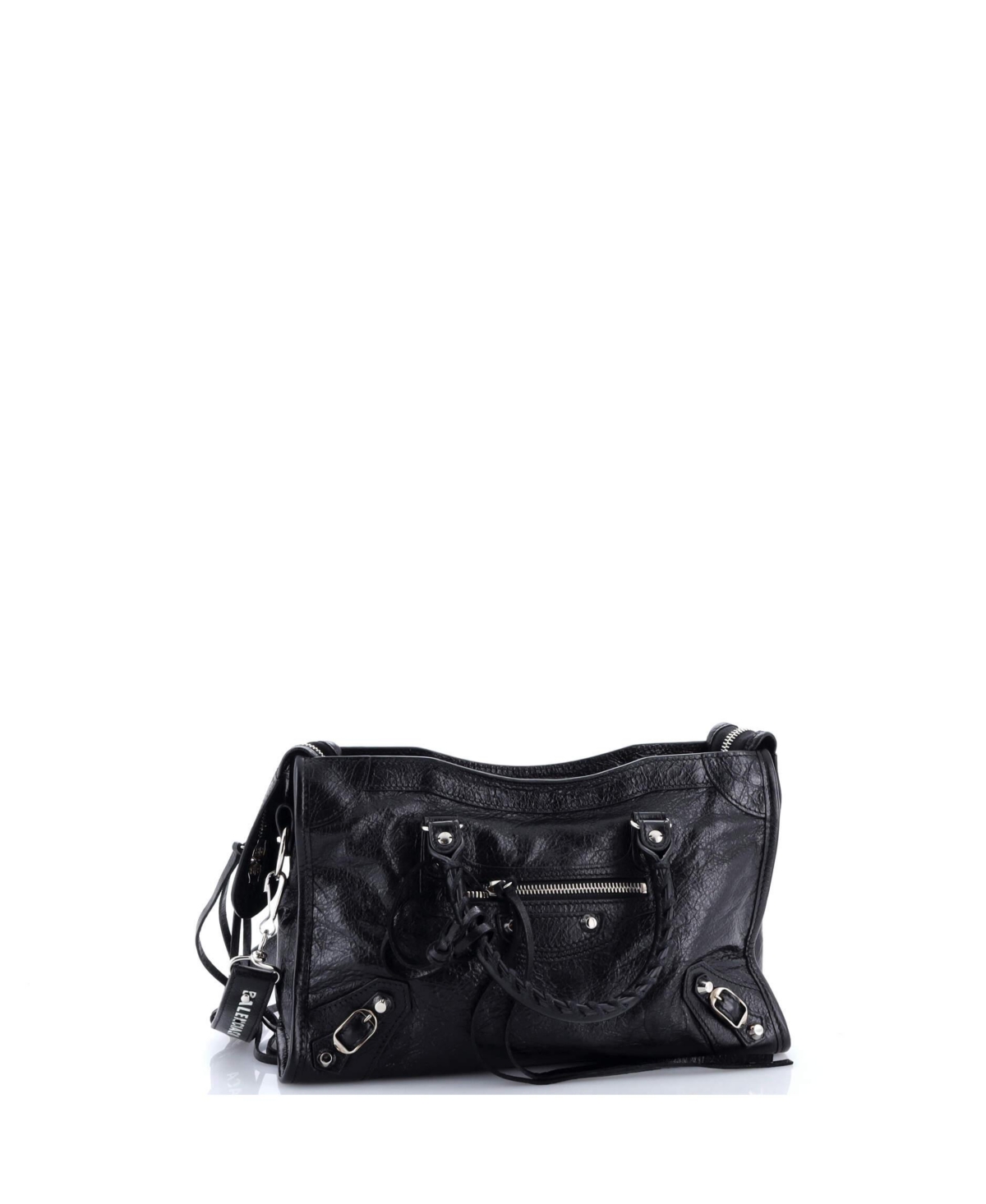 Pre-Owned Balenciaga Small Logo Strap City Classic Studs Bag Leather