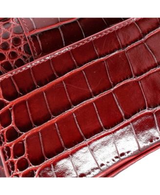 Small Hourglass Top Handle Bag Embossed Leather