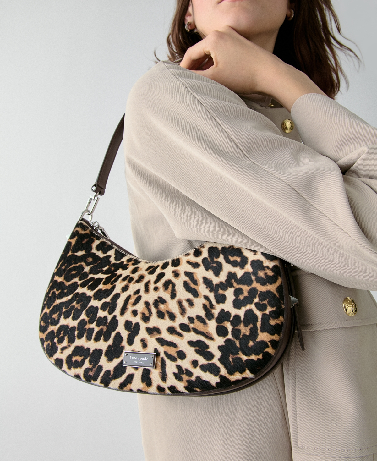 Kate Spade Liv Downtown Leopard Convertible Shoulder Bag In Brown