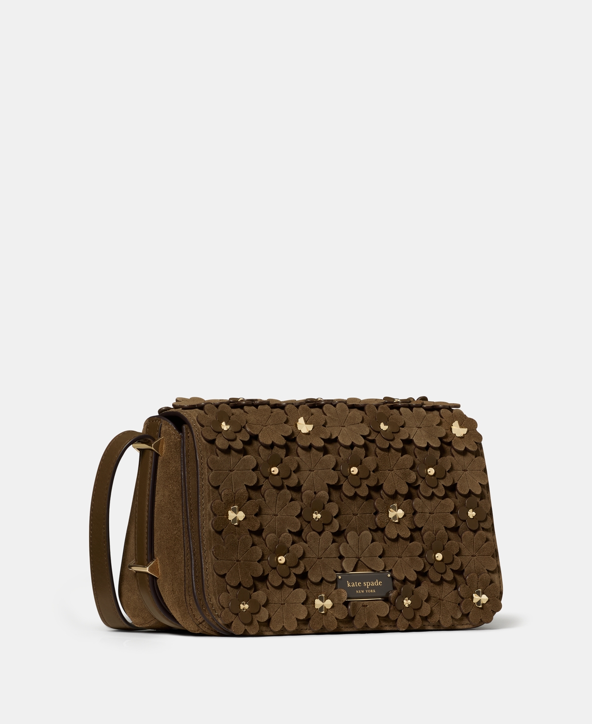Kate Spade Liv Floral Embellished Suede Crossbody Bag