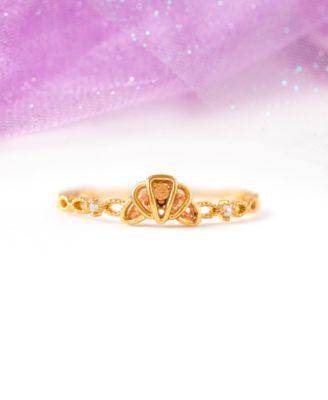 Crystal Gold Plated Croissant Rings