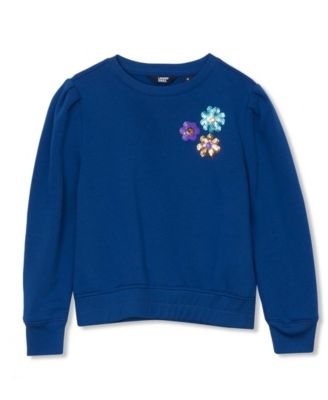 Girls Puff Shoulder Crew Neck Sweatshirt