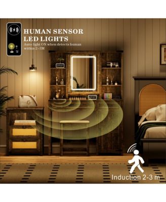 40" Farmhouse Makeup Vanity with LED Mirror & Charging Station