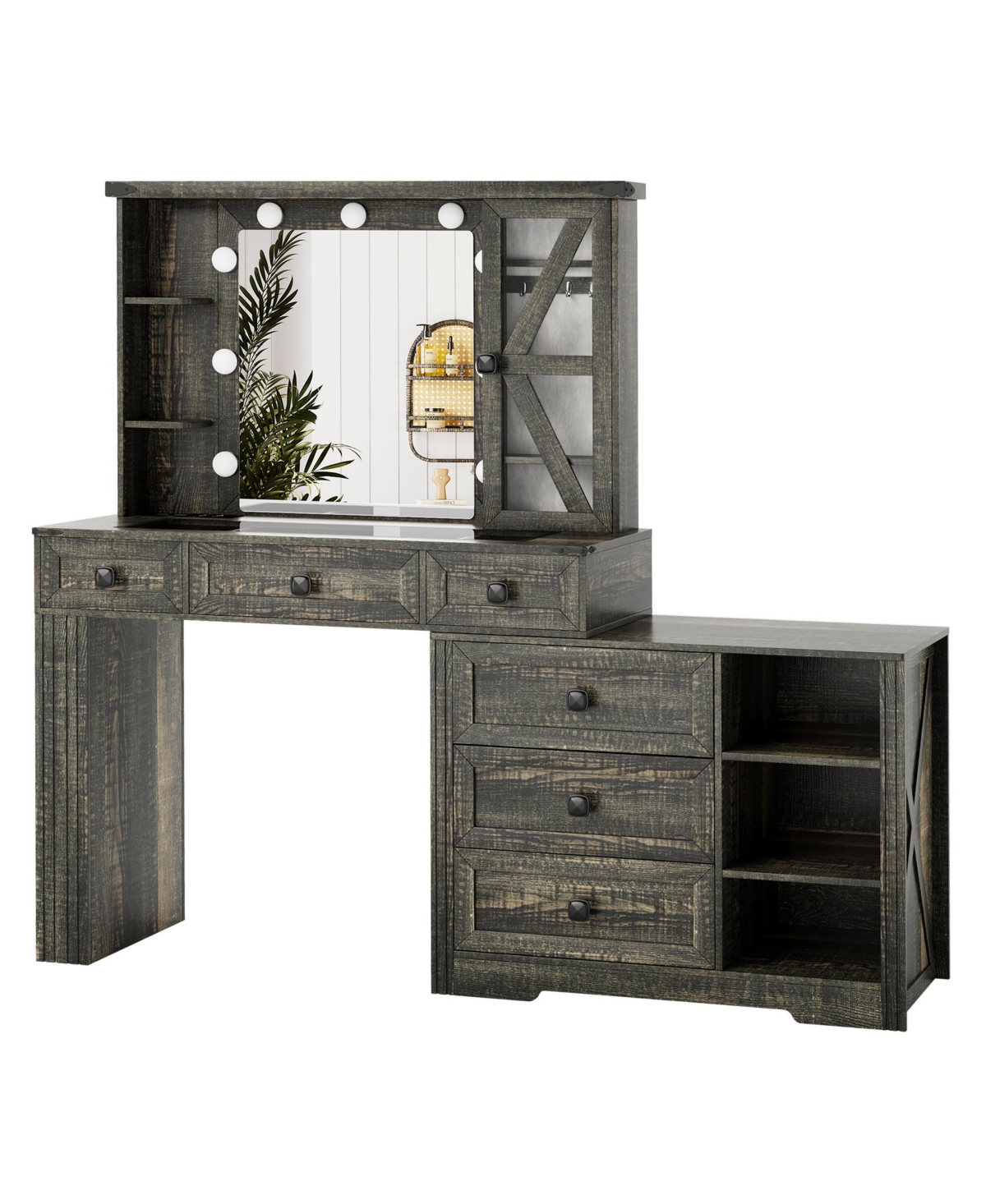 Vlsrka Vanity Makeup Desk with Mirror and Lights