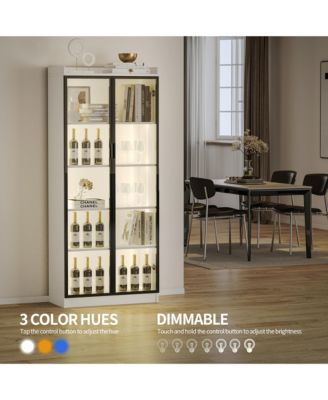 Wine Bar Storage Cabinet with LED Lights