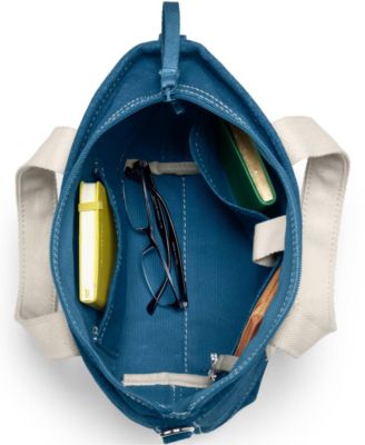 Small Solid Color 3 Pocket Zip Top Canvas Tote Bag