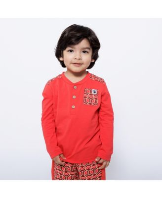 Boys Pocket Long-Sleeve Henley Shirt