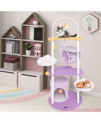 62 Inches Large Cat Tower with Metal Frame and Jumping Platforms