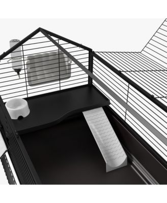 Small Animal Playpen Cage with Rolling Caster, Water Bottle 46.5"