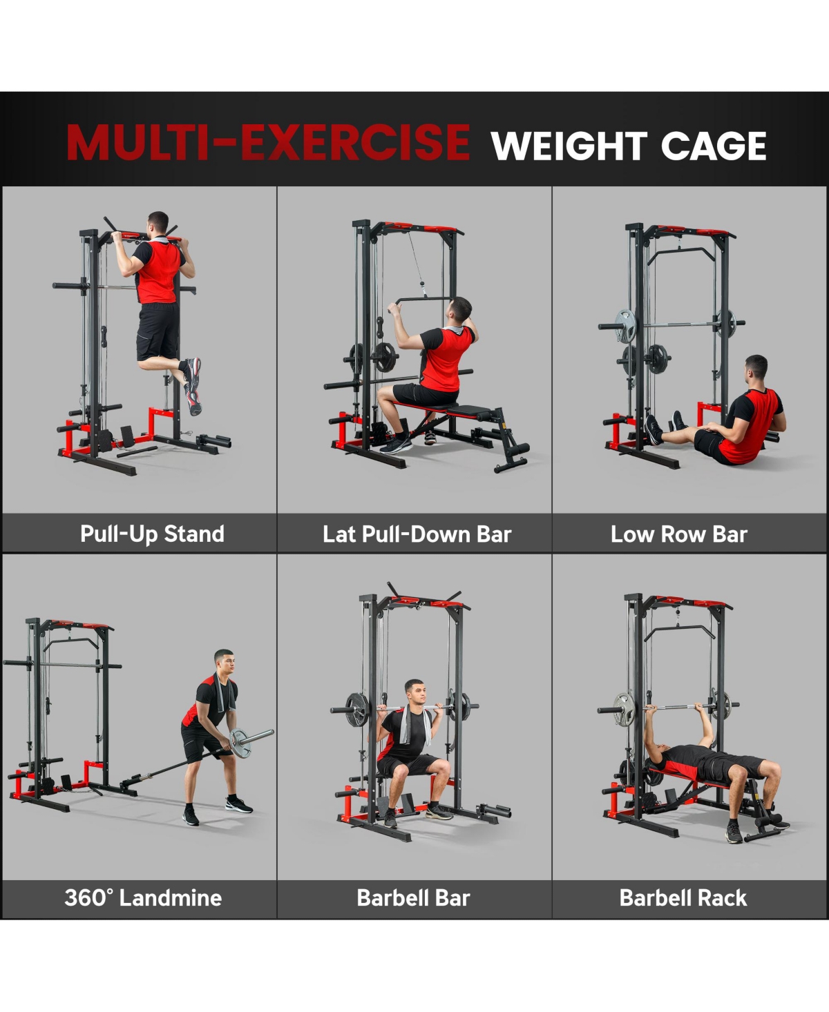 Soozier Smith Machine, Multi-Function Power Cage with Lat Pull Down System
