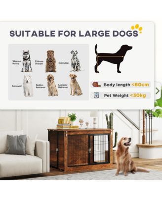 39" Dog Crate Furniture w/ Flip-up Top Opening, 2 Doors, for L Dogs