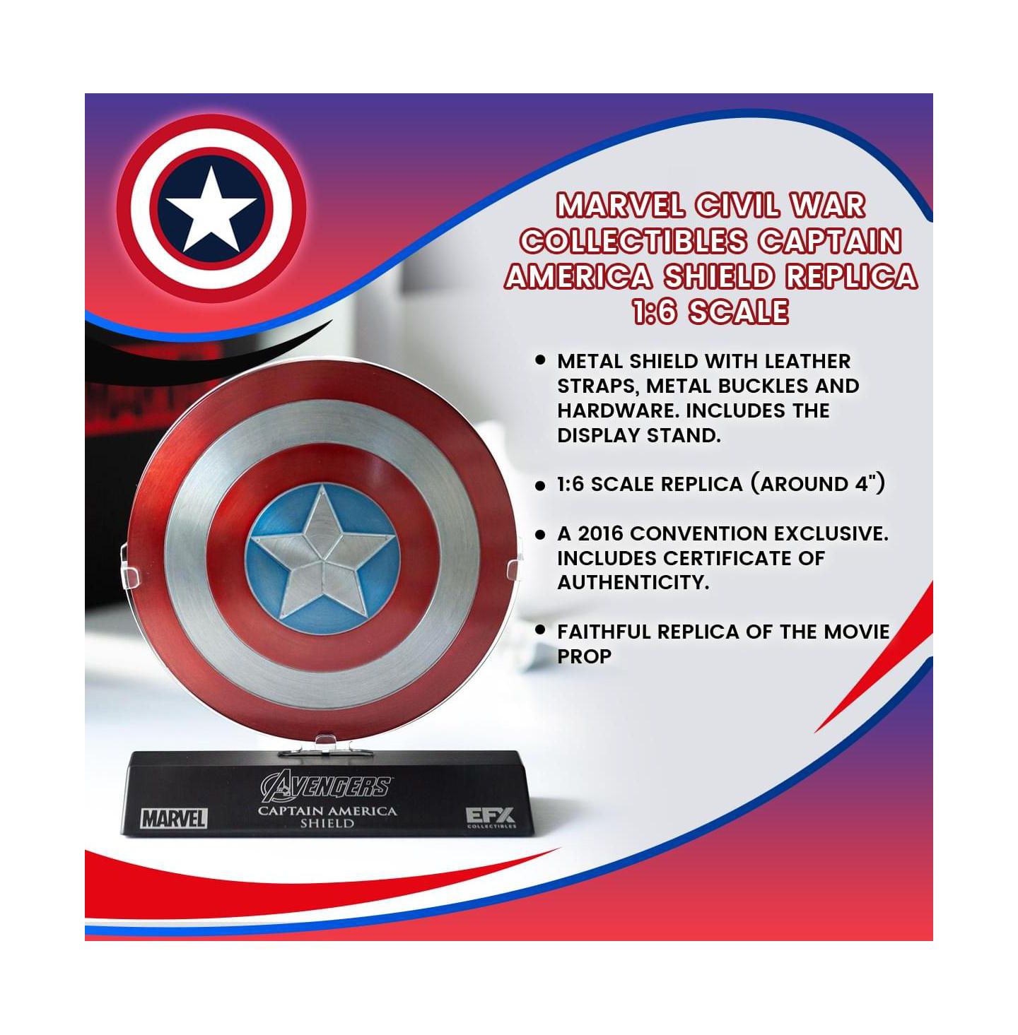 Детские фигурки EFX Collectibles Captain America: Civil War 4" Die Cast Shield Replica, 14 Years & Up — фото 6