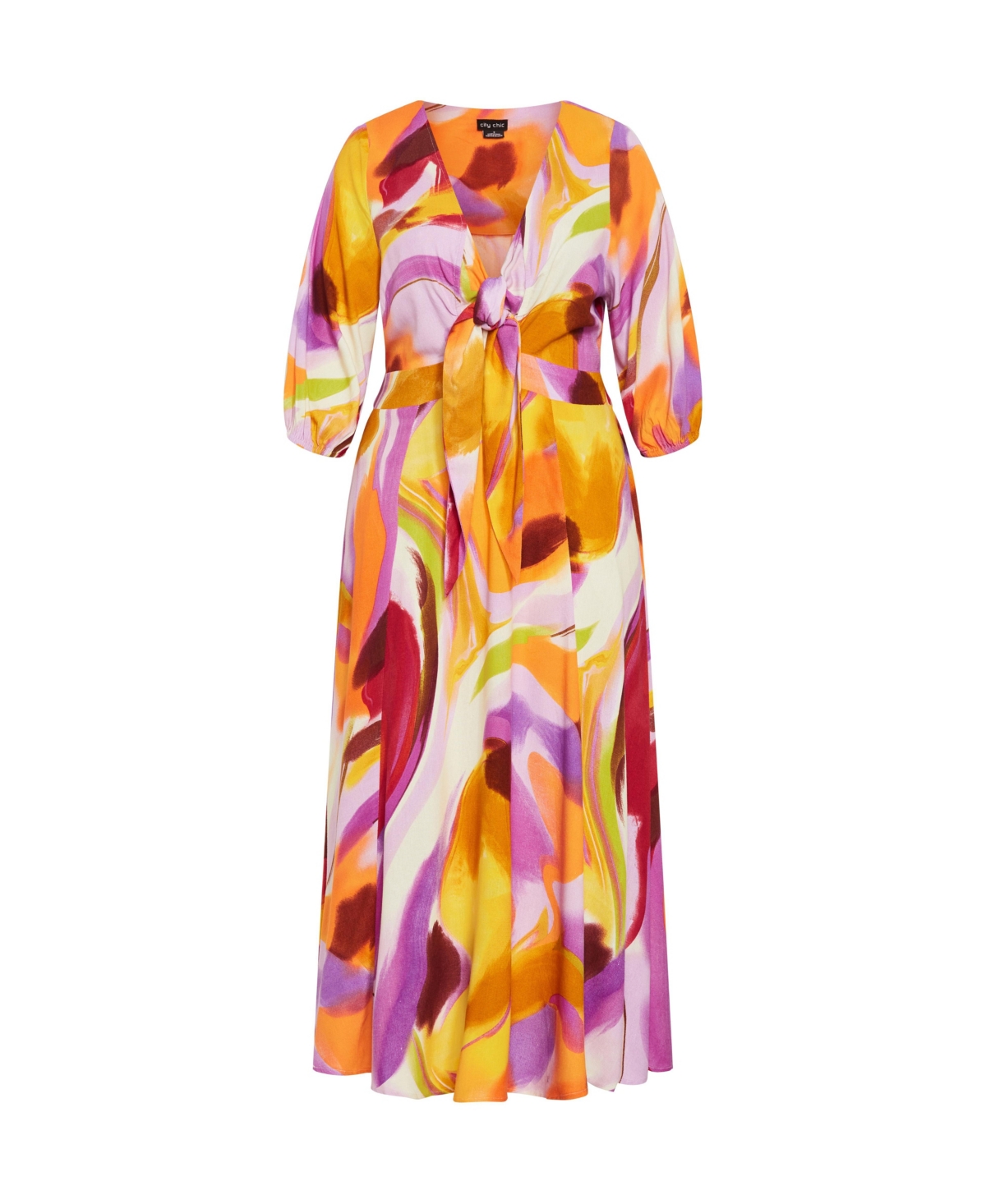City Chic Women's Swirl Tie Print Dress
