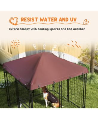 4.6' x 4.6' x 5' Outdoor Dog Kennel with Waterproof Canopy, Door