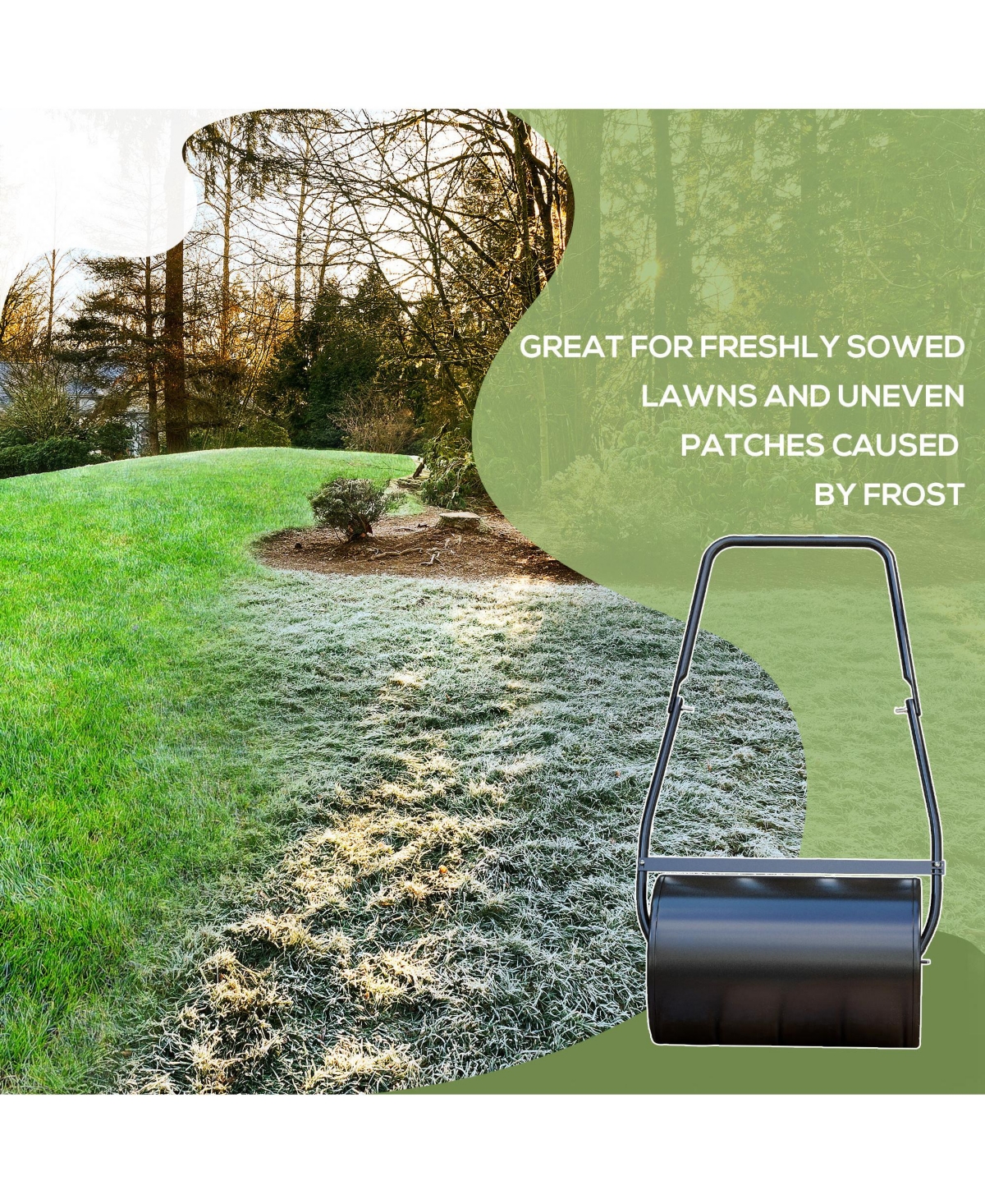 Outsunny Durhand 38L Heavy Duty Push/Tow Poly Lawn Roller, U-handle Garden Roller