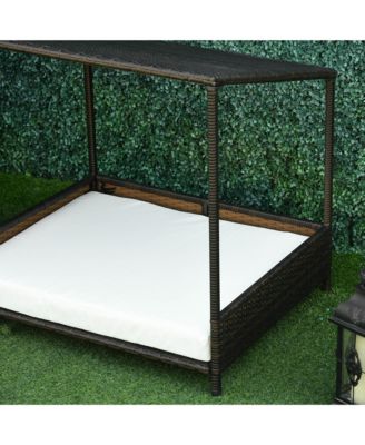Dog Bed w/ Sloped Roof and Padded Mat, 33.5" L x 27.25" W x 33.5" H