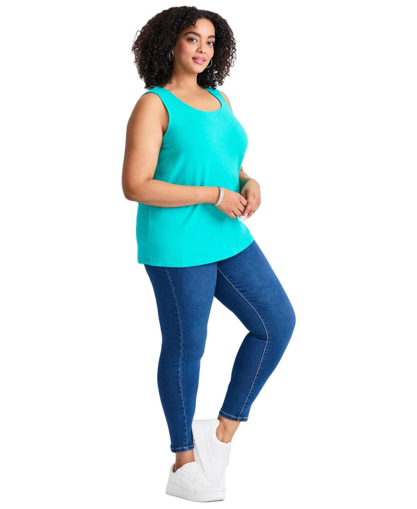 Женский топ Avenue Plus Size Basic Layering, цвет: Аквамариновый морской — фото 3