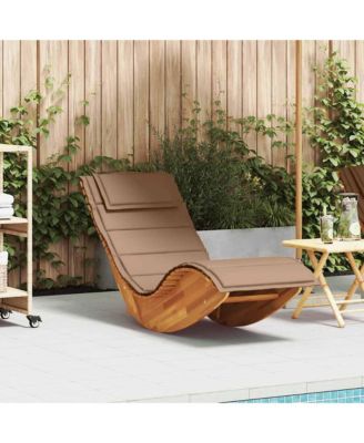 Rocking Sun Lounger with Cushion Solid Wood Acacia