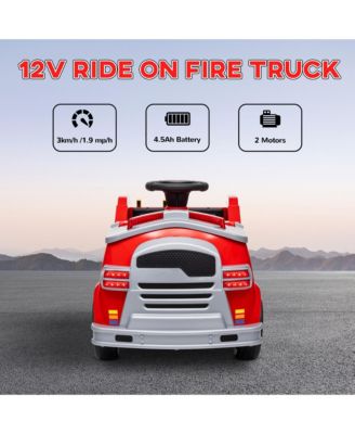 12V Ride on Fire Truck w/ Siren, Flashing Lights