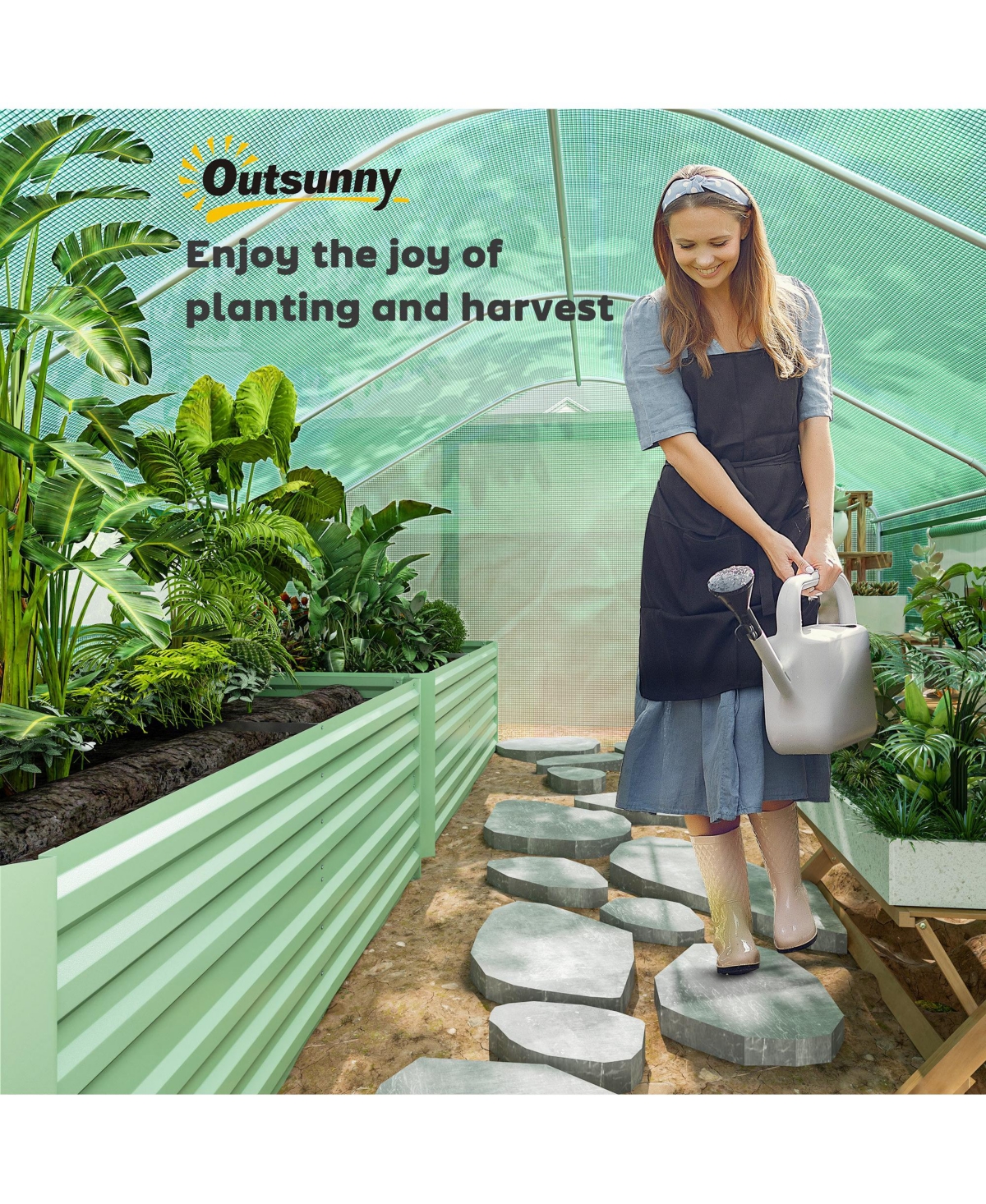 Outsunny 13' x 10' Hoop House with Large Windows Tunnel house,