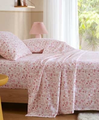 Novelty Printed Flannel 3-Pc. Sheet Set, Twin XL