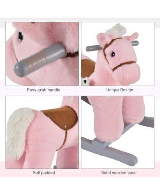 Kids Plush Ride-On Rocking Horse Toy Chair w/ Soft Plush Toy