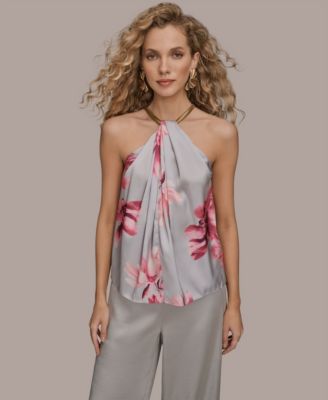 Donna Karan New York - Women's Printed Twist Neck Coil Halter Top