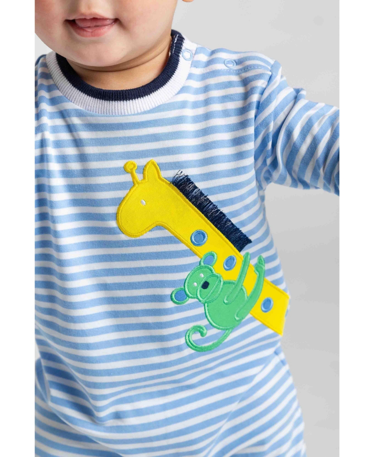 Florence Eiseman Baby Boys One Piece & Suits Sets Stripe Knit Longall With Giraffe And Monkey