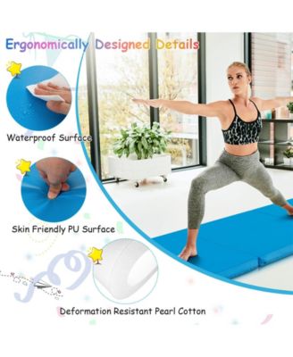 6 x 2 FT Tri-Fold Gym Mat with Handles and Removable Zippered Cover-Blue