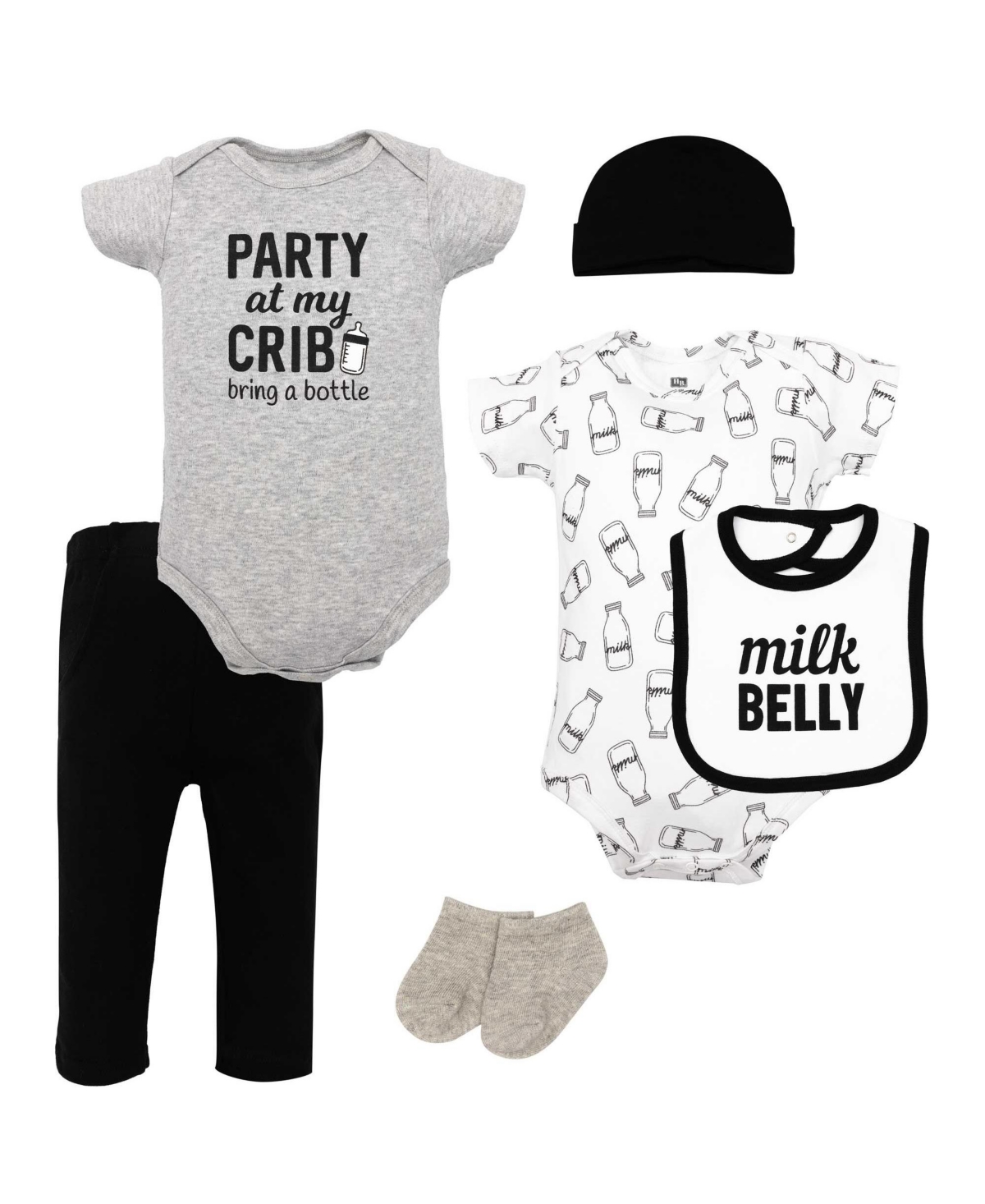 Hudson Baby Boys Cotton Layette Set, Milk Bottle, 9-12 Months