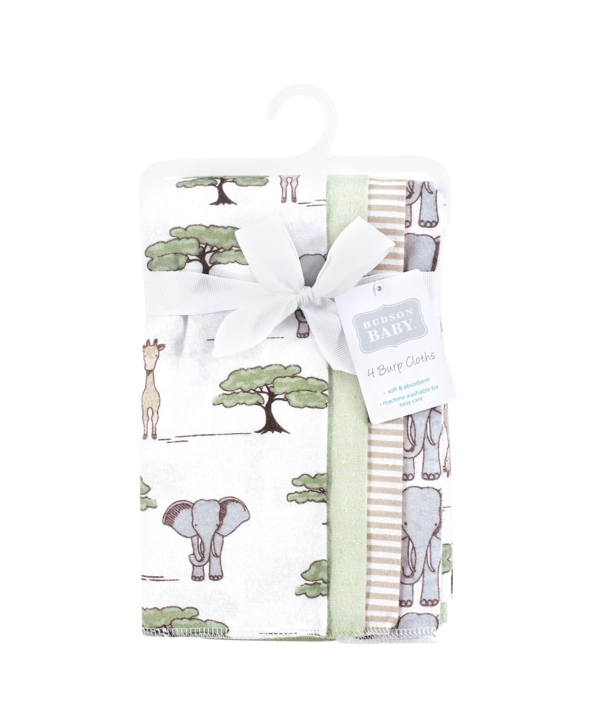 Hudson Baby Cotton Flannel Burp Cloths -Pack, Wild Safari Adventures