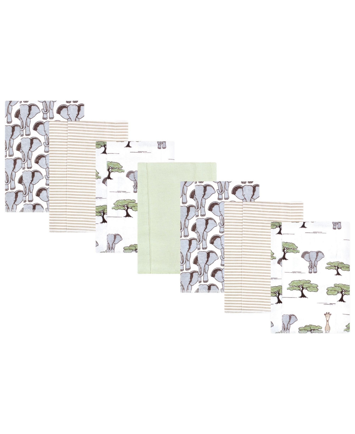 Hudson Baby Cotton Flannel Burp Cloths 7-Pack, Wild Safari Adventures , One Size