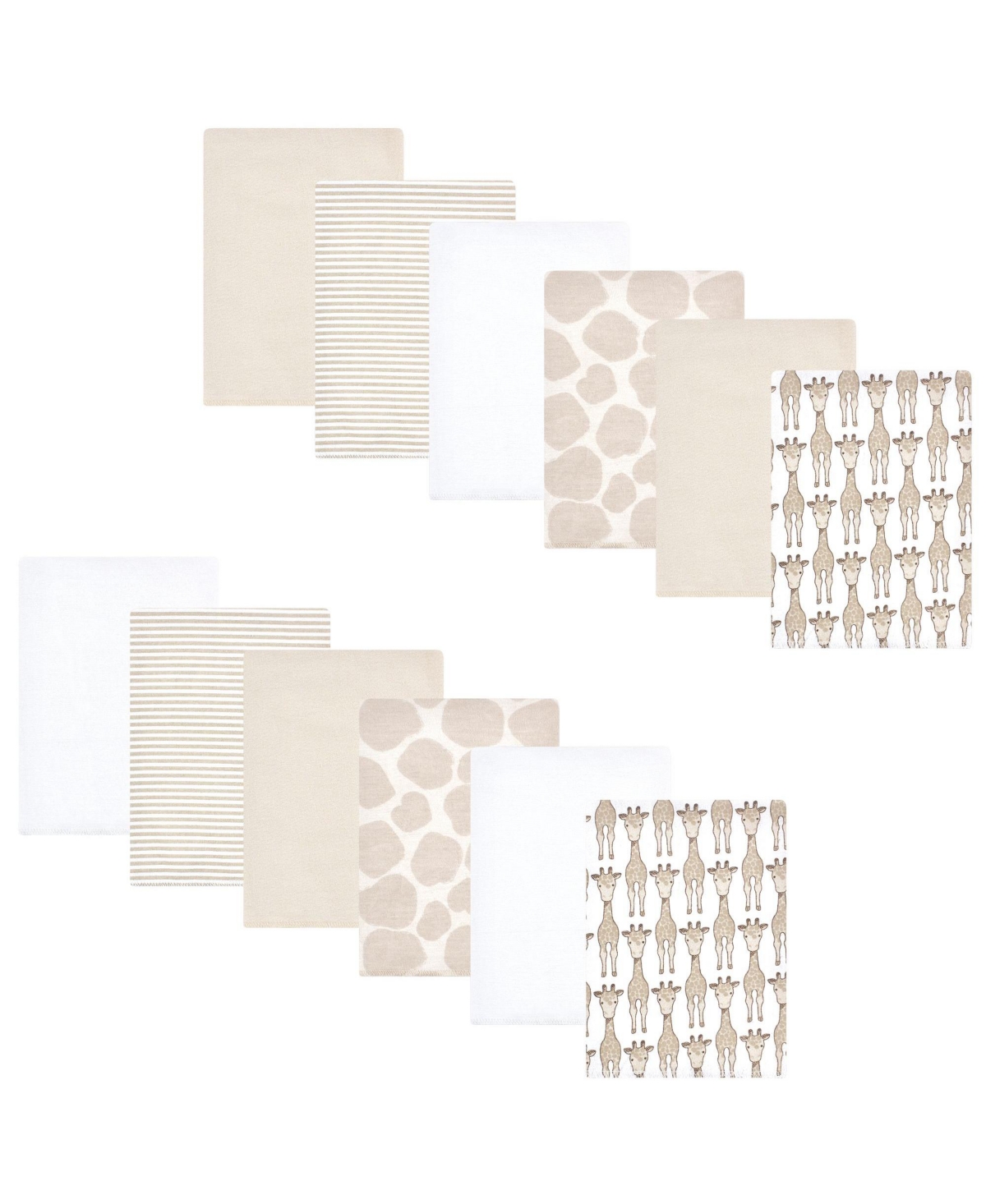 Hudson Baby Cotton Flannel Burp Cloths 12-Pack Bundle, Giraffe, One Size