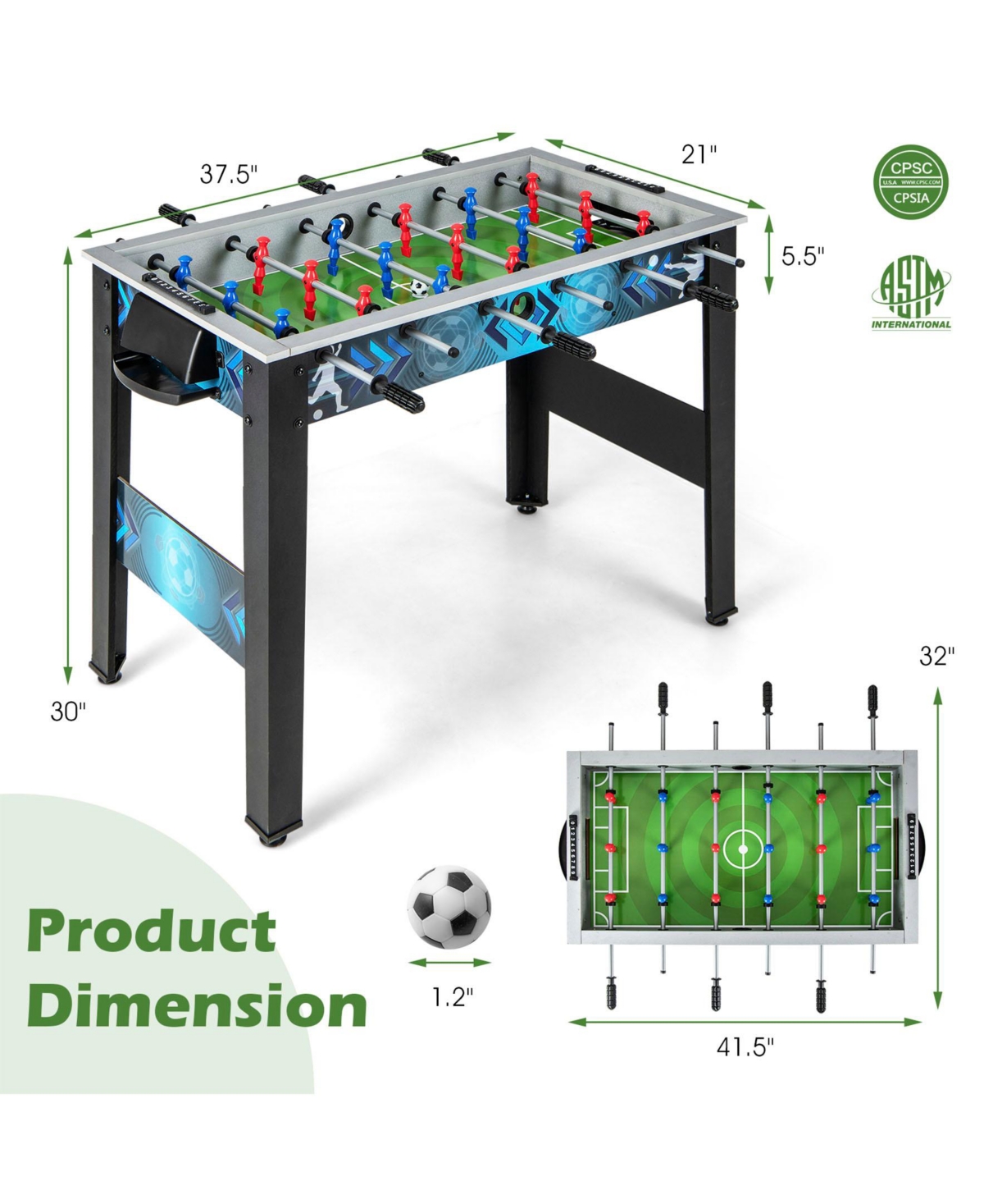 Sugift Stable Soccer Table Game with 2 Footballs for All Ages
