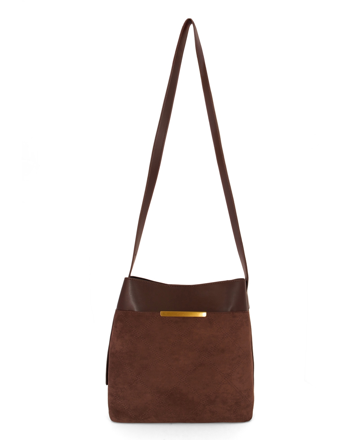 Like Dreams Midnight Quilted Suede Small Tote Bag In Brown