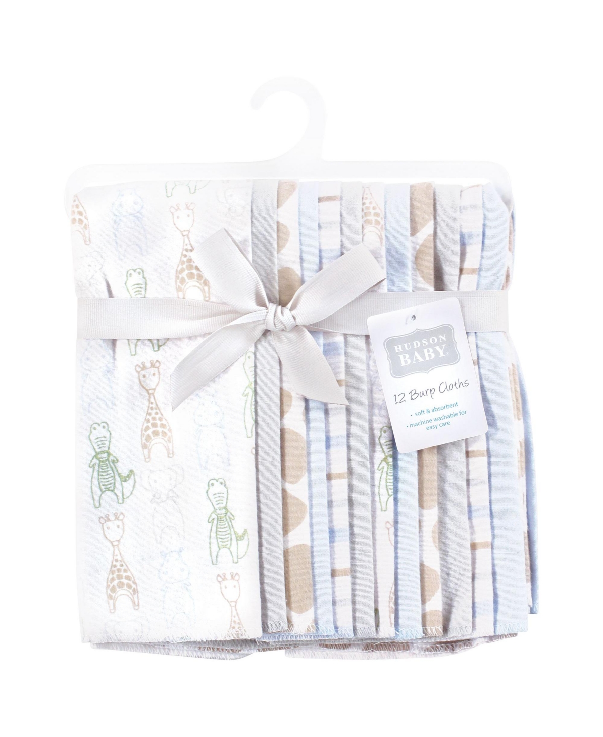 Hudson Baby Cotton Flannel Burp Cloths 12-Pack Bundle, Modern Safari Friends, One Size