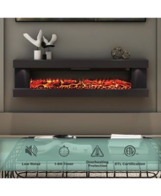 Suspended LED Light Mantel with Remote Control Stylish Electric Fireplace