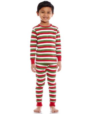Kids Two Piece Cotton Striped Holiday Pajamas