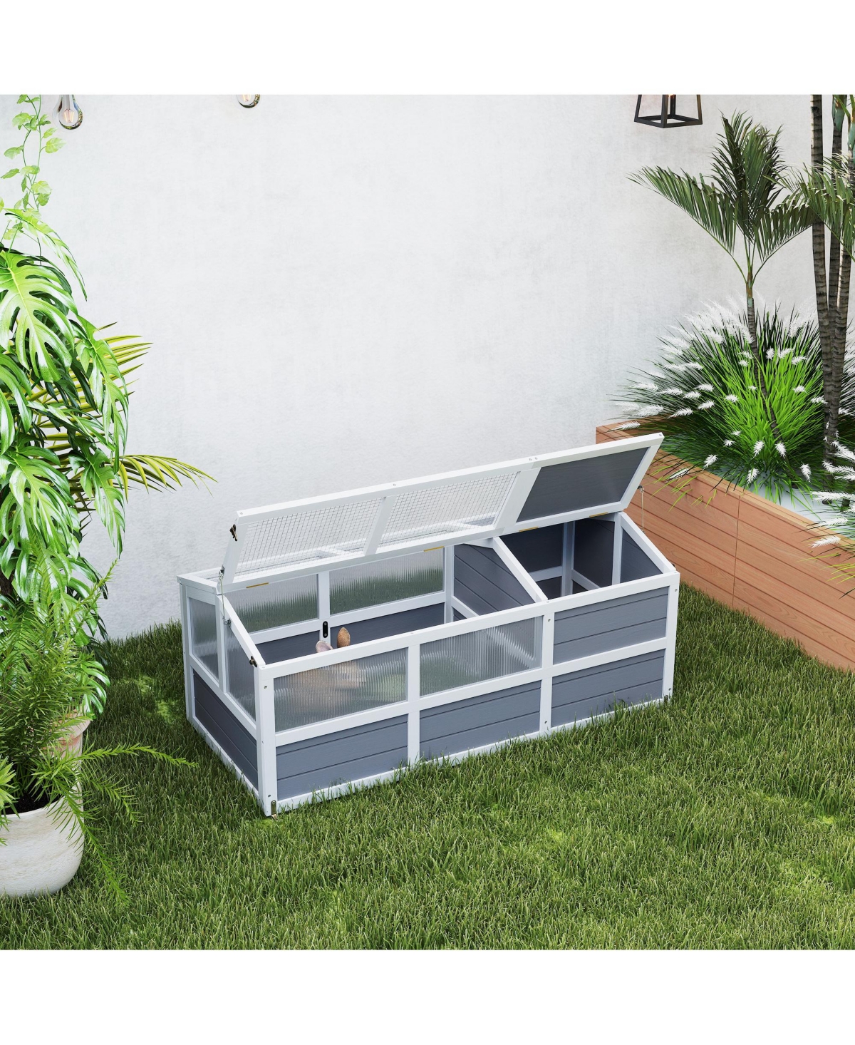 PawHut Tortoise Habitat Outdoor Bottomless Design for Tortoises, Rabbits