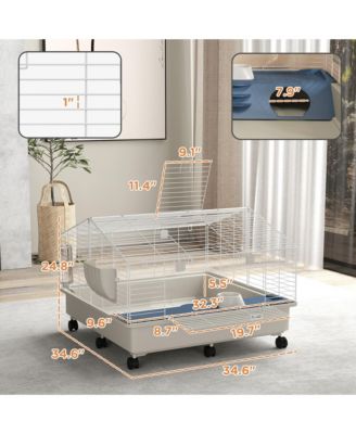 Rolling Small Animal Cage for Rabbits, Hedgehogs, Guinea Pigs