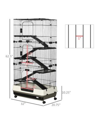 32"L 6-Level Small Animal Cage with Lockable Wheels