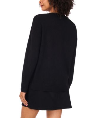 Women's Crewneck Embellished Sequin Floral Long-Sleeve Sweater