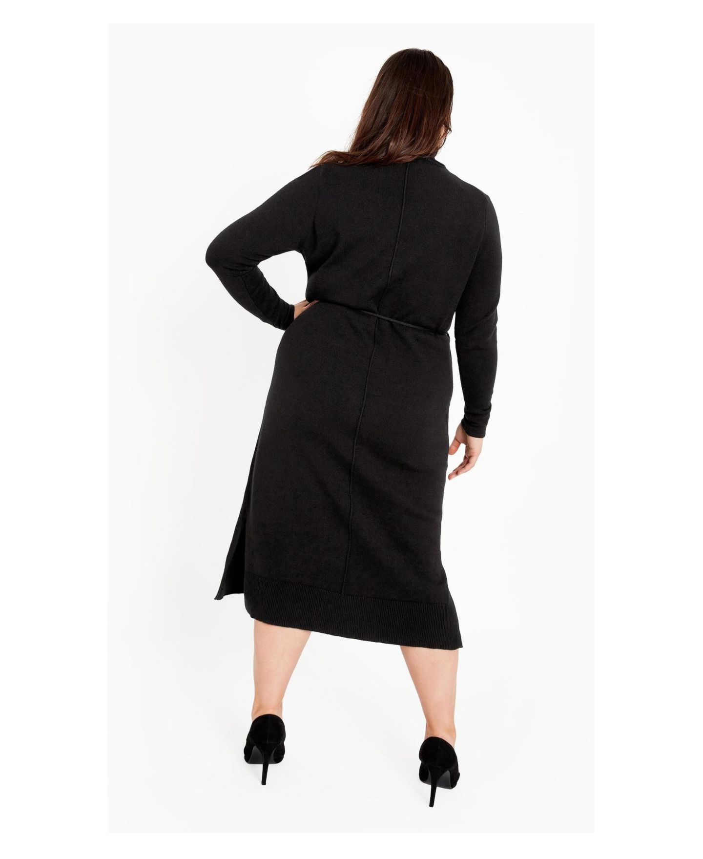 Женское платье Avenue Plus Size Hannah Sweater Dress, цвет: Чёрный — фото 3